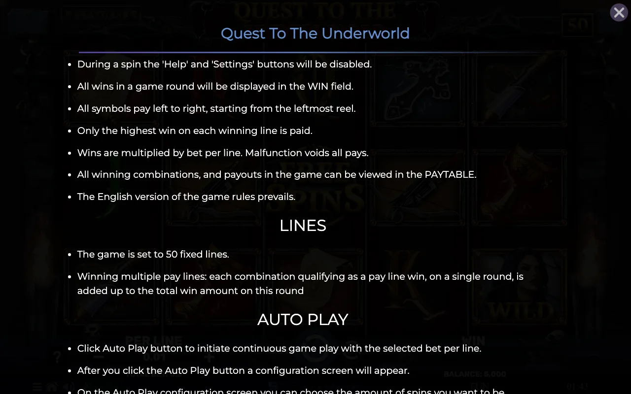 Game rules, page 7 — Quest to The Underworld