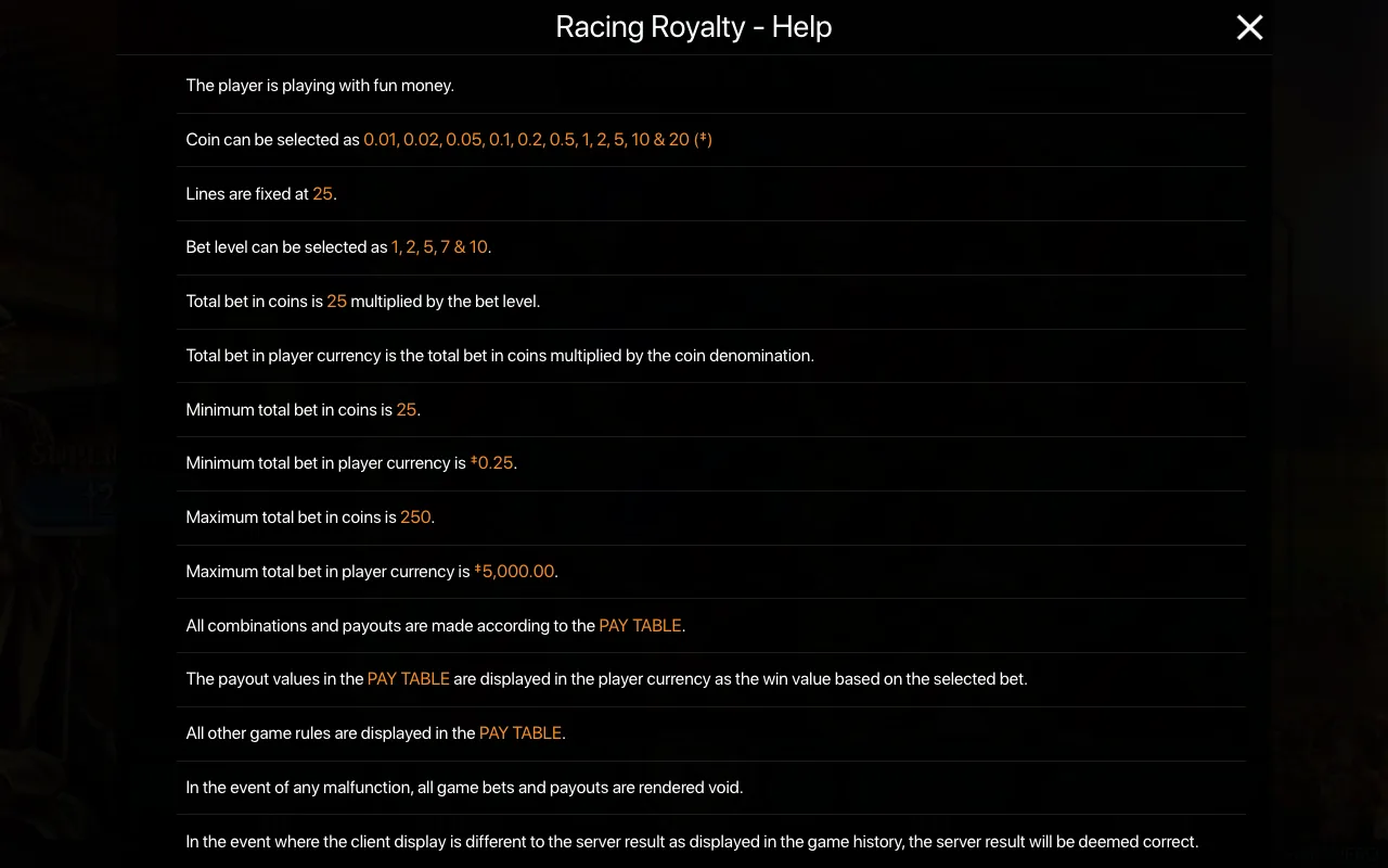 Spielregeln, Seite 1 — Racing Royalty