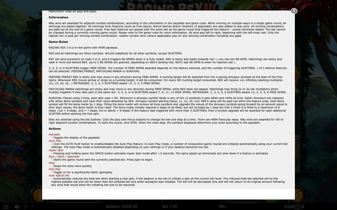 Game rules, page 2 — Raging Rex 3