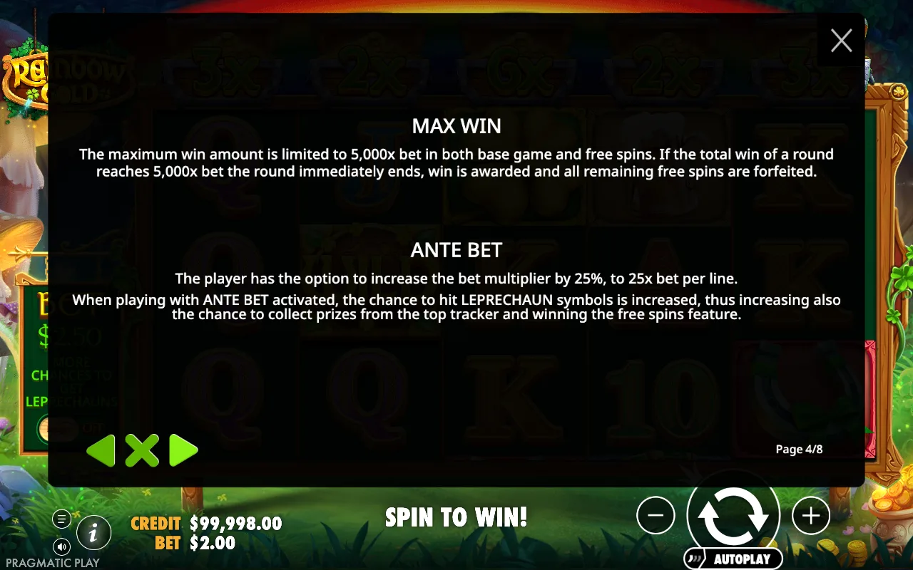 Max win — Rainbow Gold