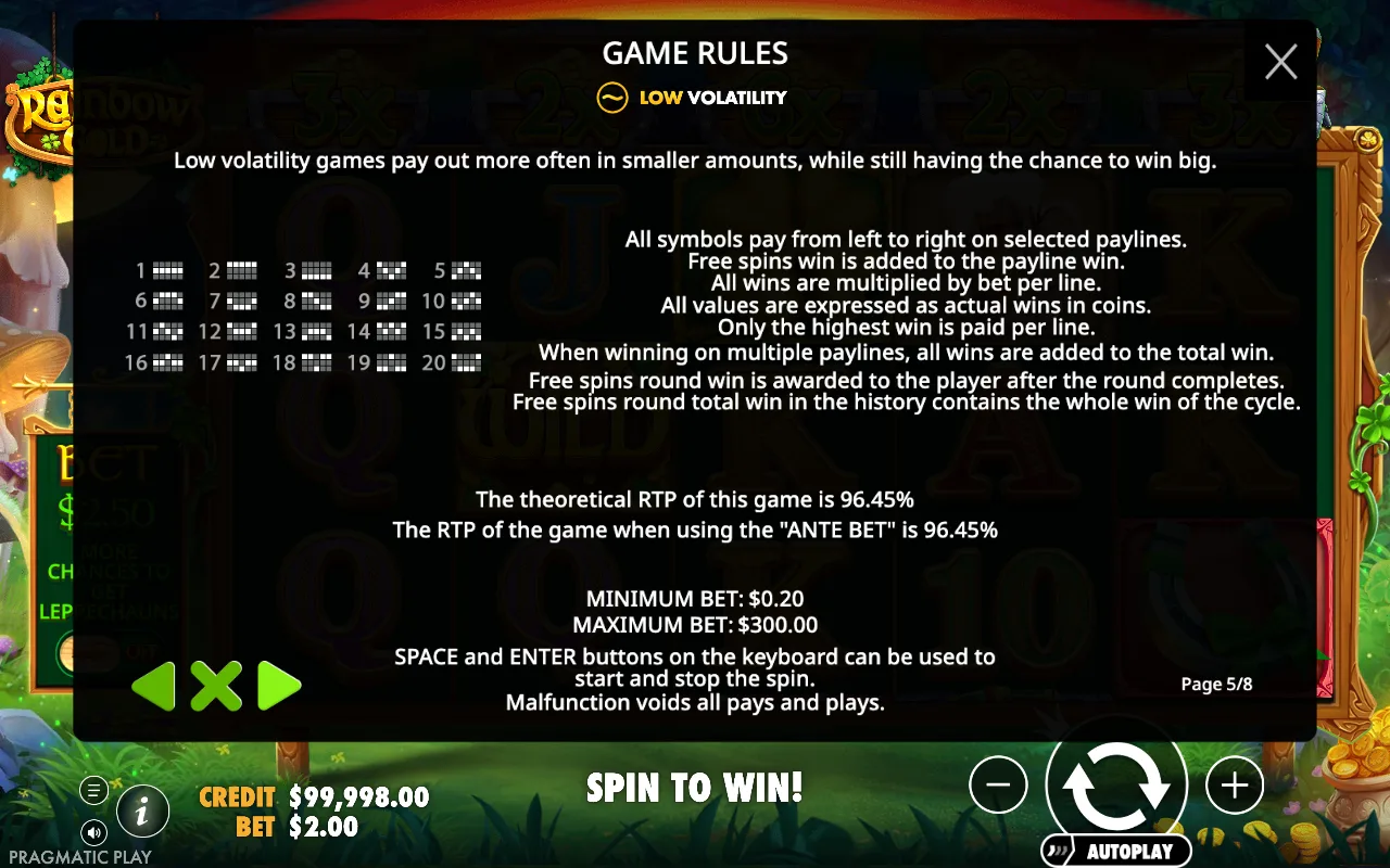 Game rules, page 5 — Rainbow Gold