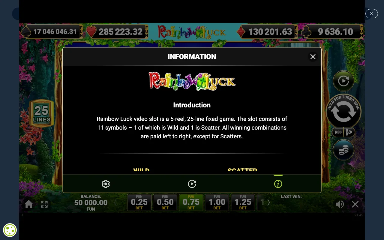 Game rules, page 1 — Rainbow Luck