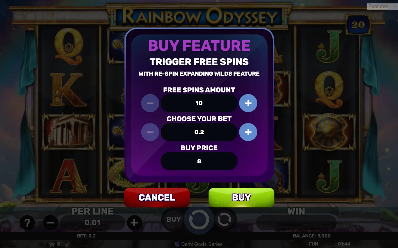 Buying the feature — Rainbow Odyssey