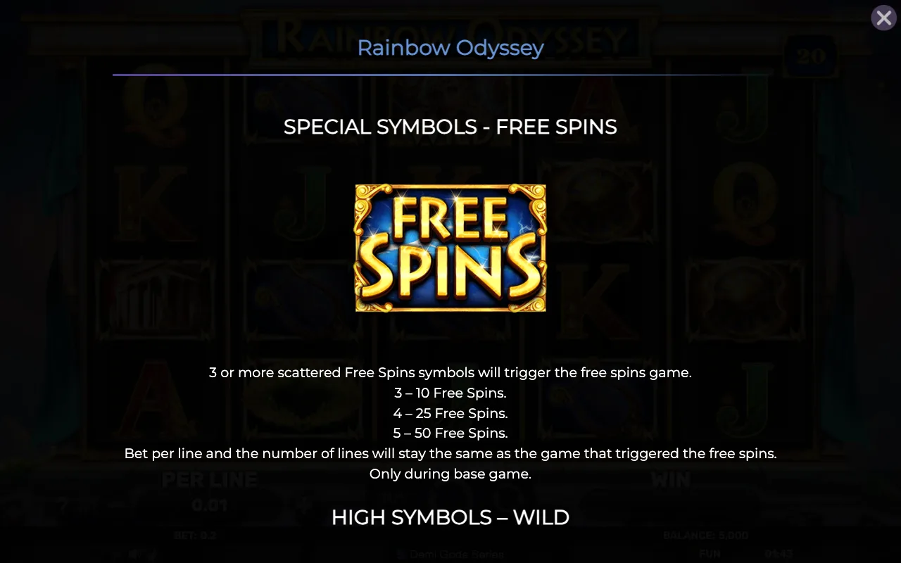 Special symbols - free spins — Rainbow Odyssey
