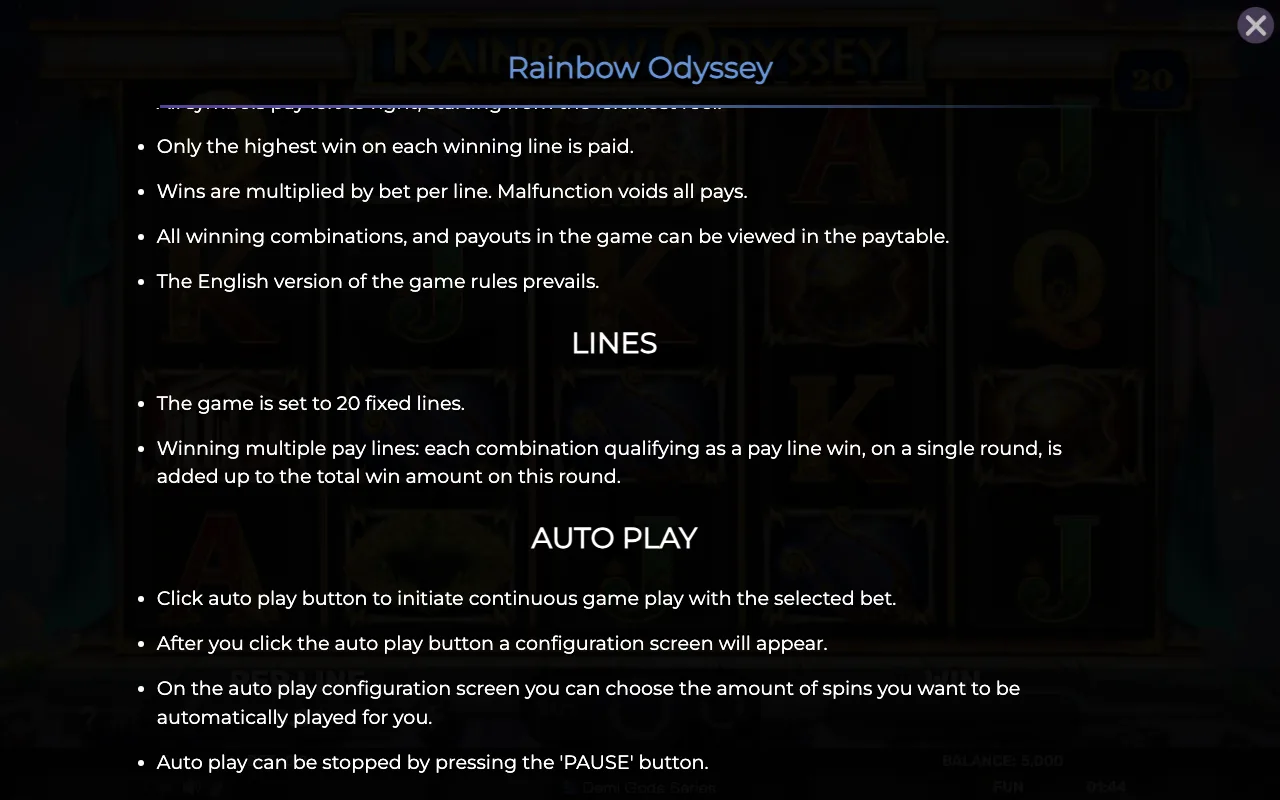 Game rules, page 7 — Rainbow Odyssey