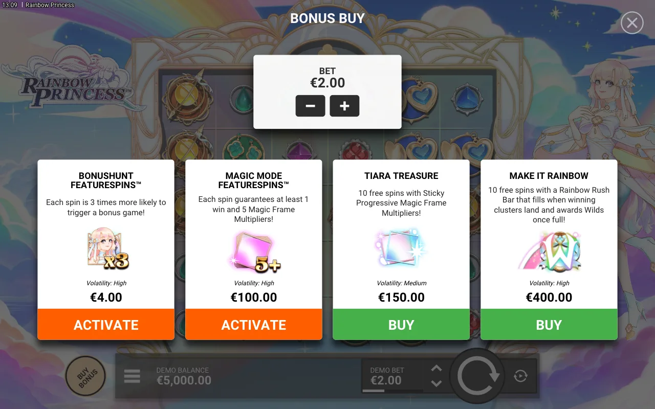Buying the feature — Rainbow Princess