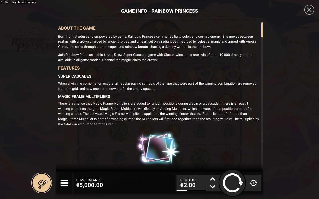 Game rules, page 1 — Rainbow Princess