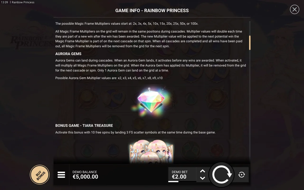 Game rules, page 2 — Rainbow Princess