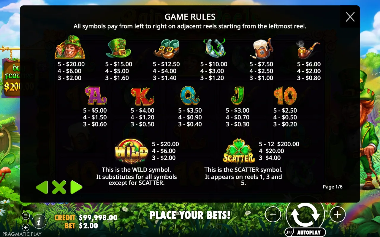 Game rules, page 7 — Rainbow Reels