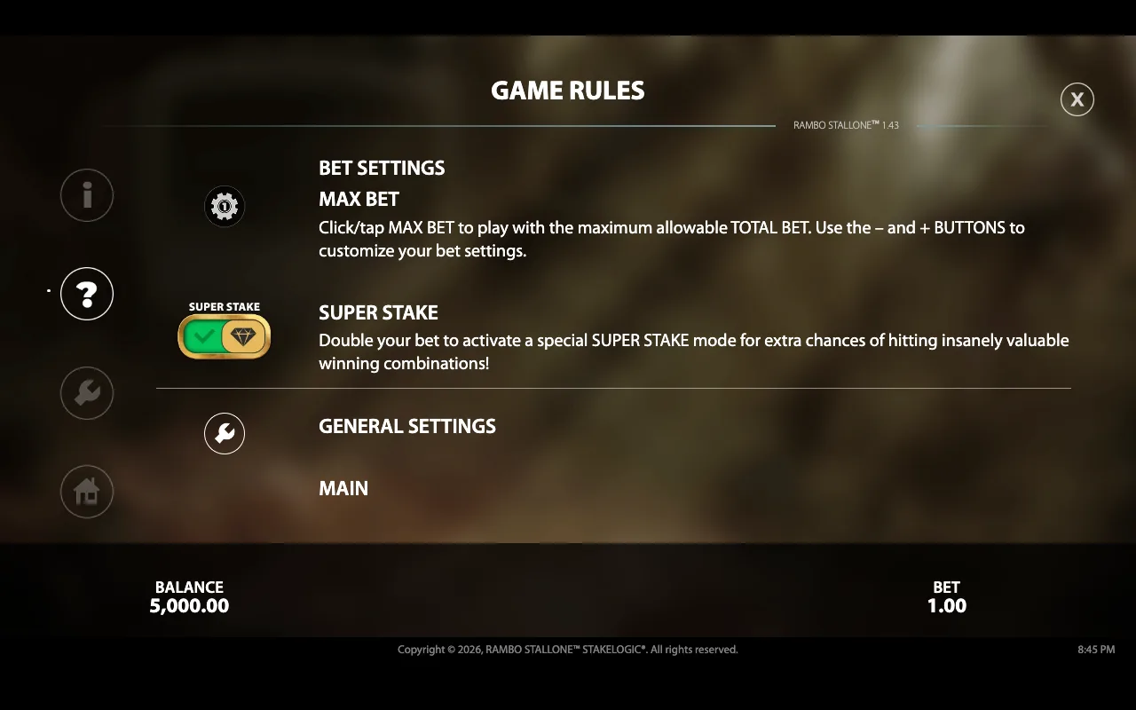 Game rules — Rambo Stallone