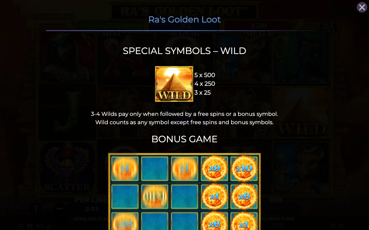 Special symbols - wild — Ras Golden Loot