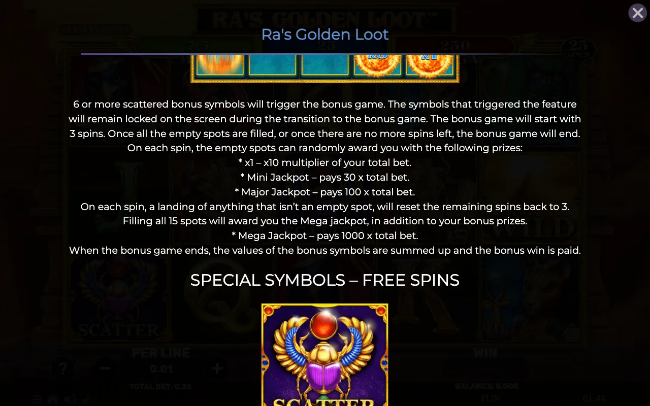Game rules, page 2 — Ras Golden Loot