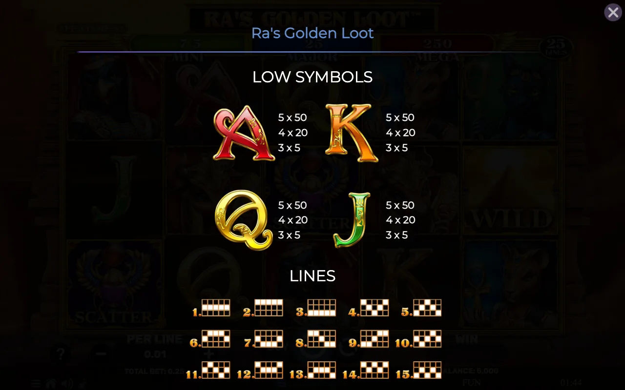 Low symbols — Ras Golden Loot
