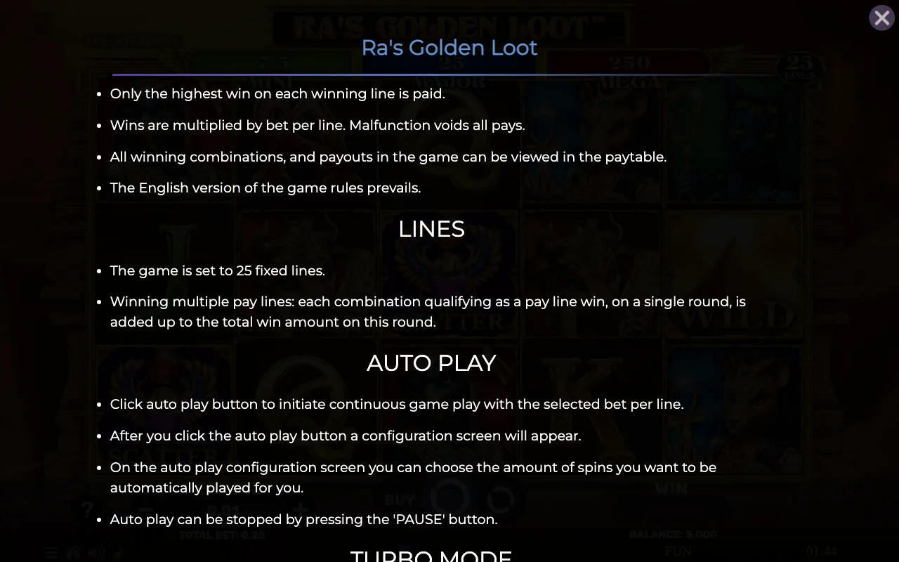 Game rules, page 6 — Ras Golden Loot