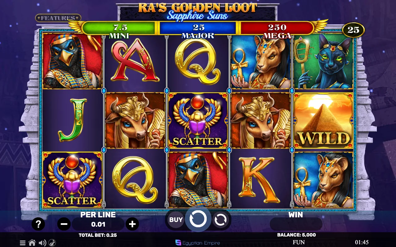 The base game — Ras Golden Loot Sapphire Suns