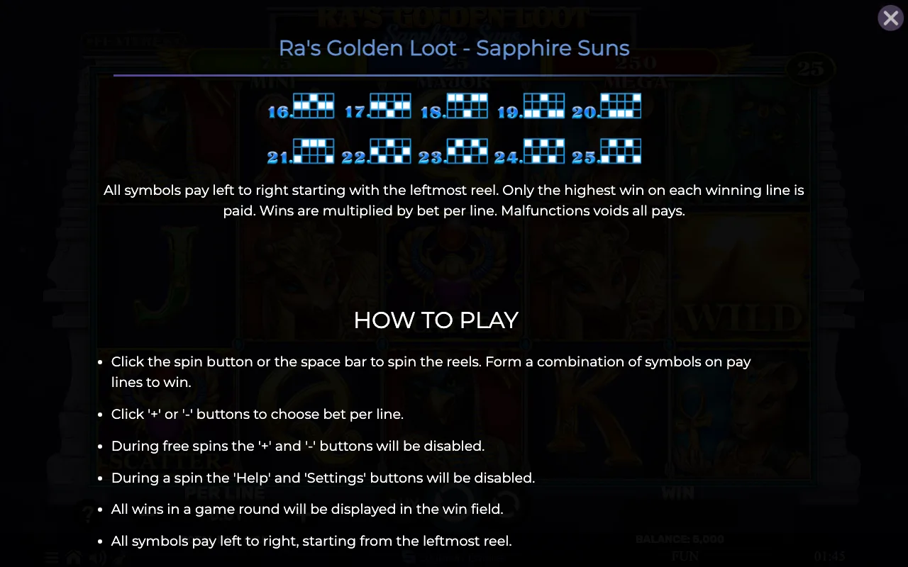 How to play — Ras Golden Loot Sapphire Suns