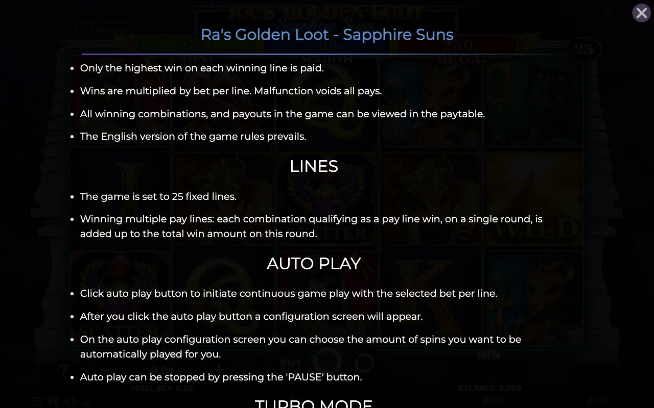 Lines — Ras Golden Loot Sapphire Suns