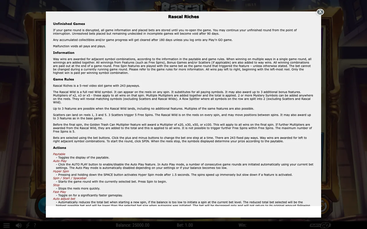 Game rules, page 1 — Rascal Riches