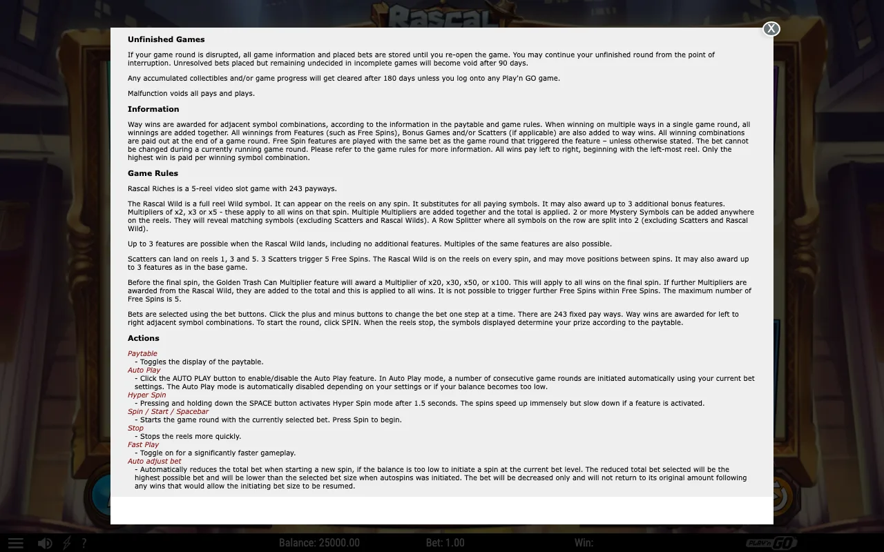 Game rules, page 2 — Rascal Riches