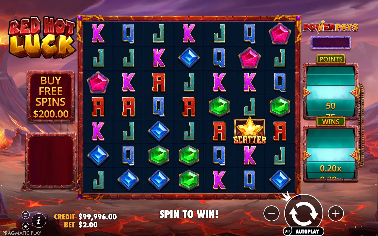 The base game — Red Hot Luck