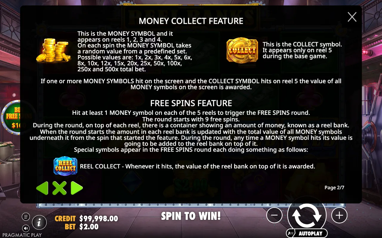 Money collect feature — Reel Banks