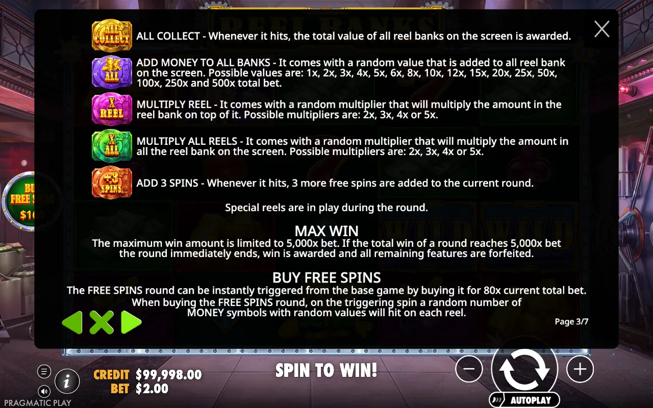 Game rules, page 3 — Reel Banks