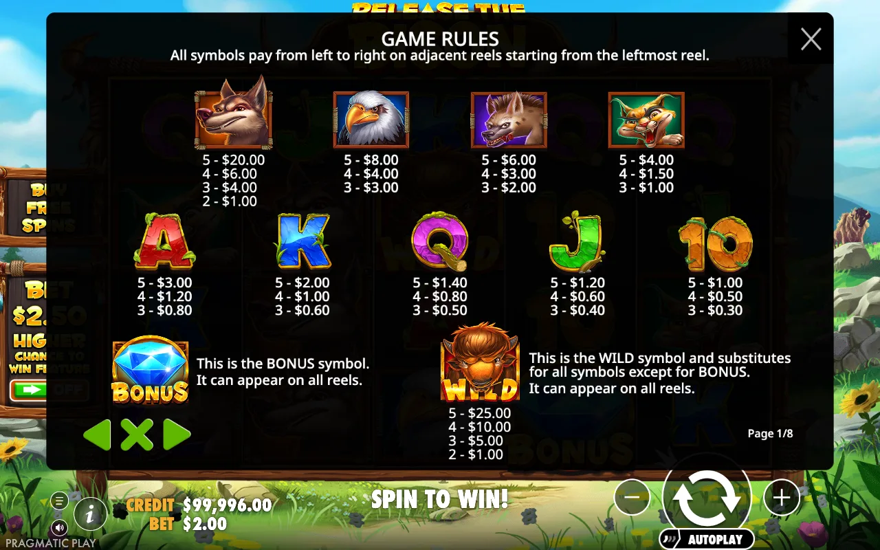 Game rules, page 1 — Release the Bison