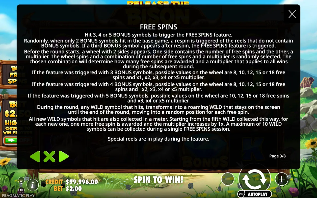 Free spins — Release the Bison