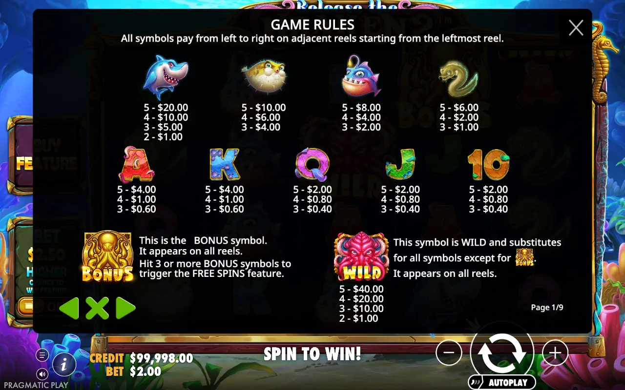 Game rules, page 1 — Release the Kraken 2