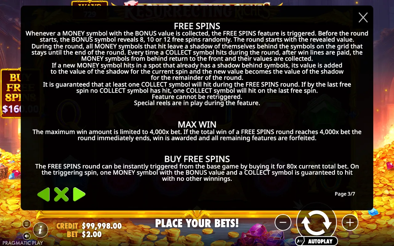 Free spins — Resurrecting Riches