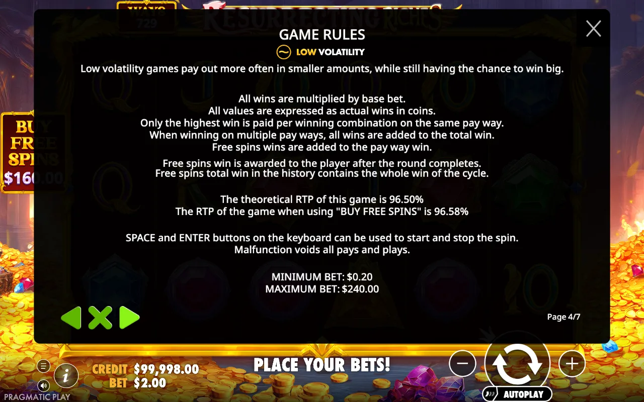 Game rules — Resurrecting Riches