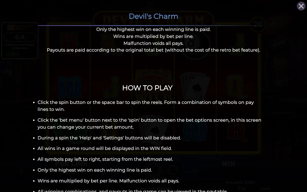 How to play — Retro Devils Charm