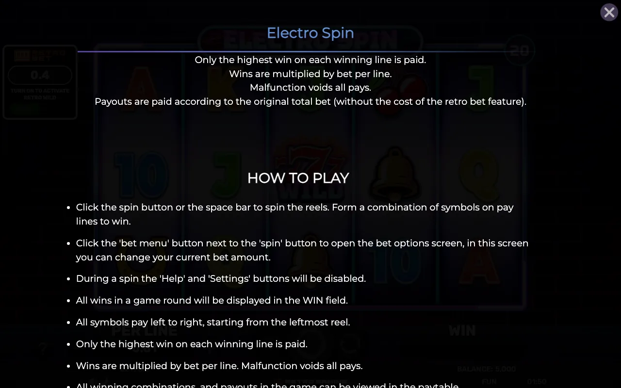How to play — Retro Electro Spin
