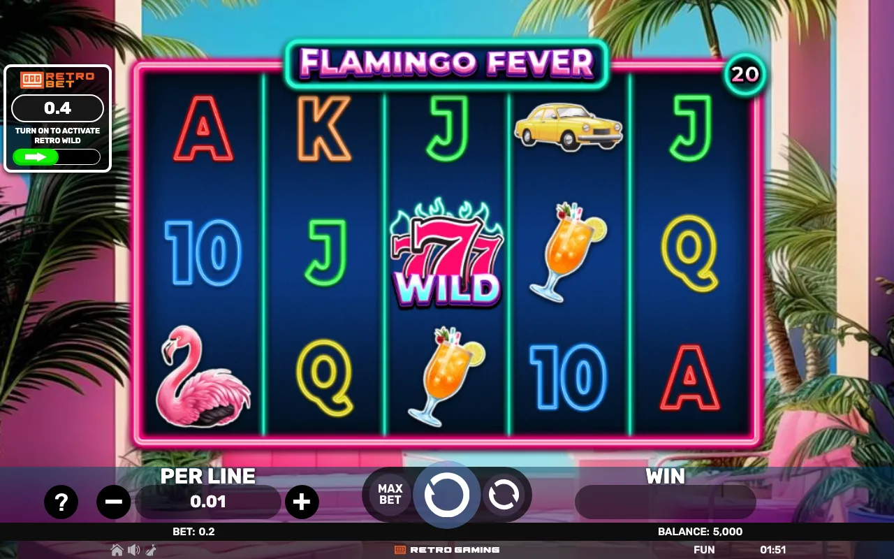The base game — Retro Flamingo Fever