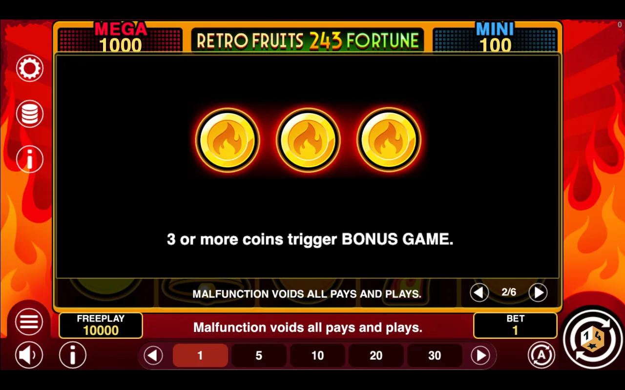 Game rules, page 2 — Retro Fruits 243 Fortune