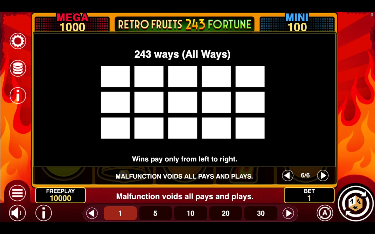 Game rules, page 6 — Retro Fruits 243 Fortune