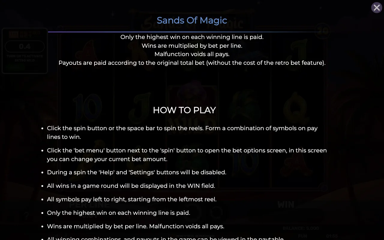 How to play — Retro Sands of Magic