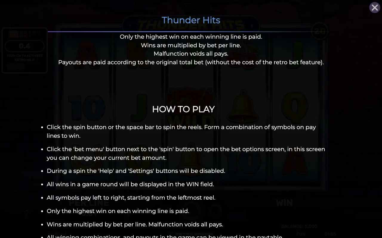 How to play — Retro Thunder Hits
