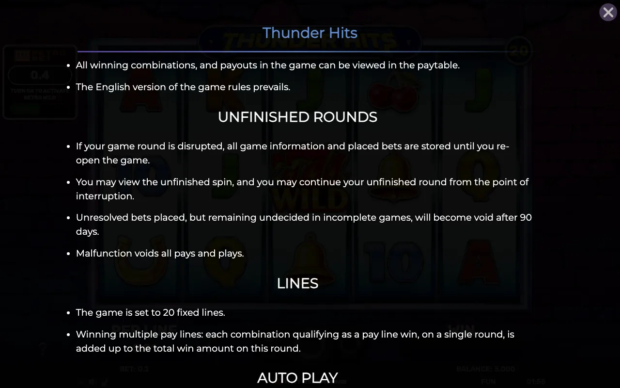 Game rules, page 7 — Retro Thunder Hits
