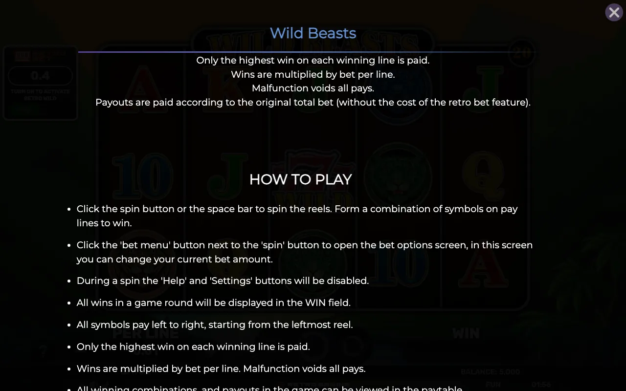 How to play — Retro Wild Beasts