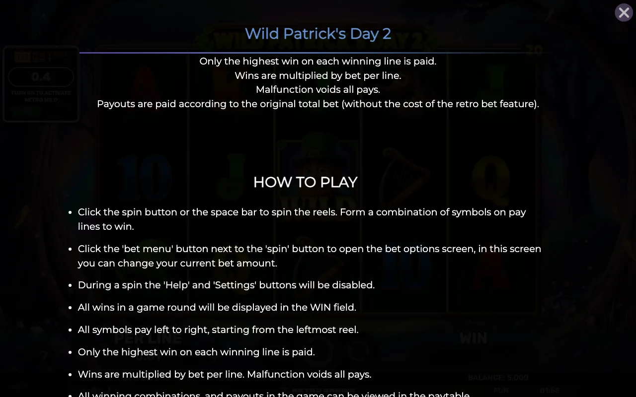 How to play — Retro Wild Patricks Day 2