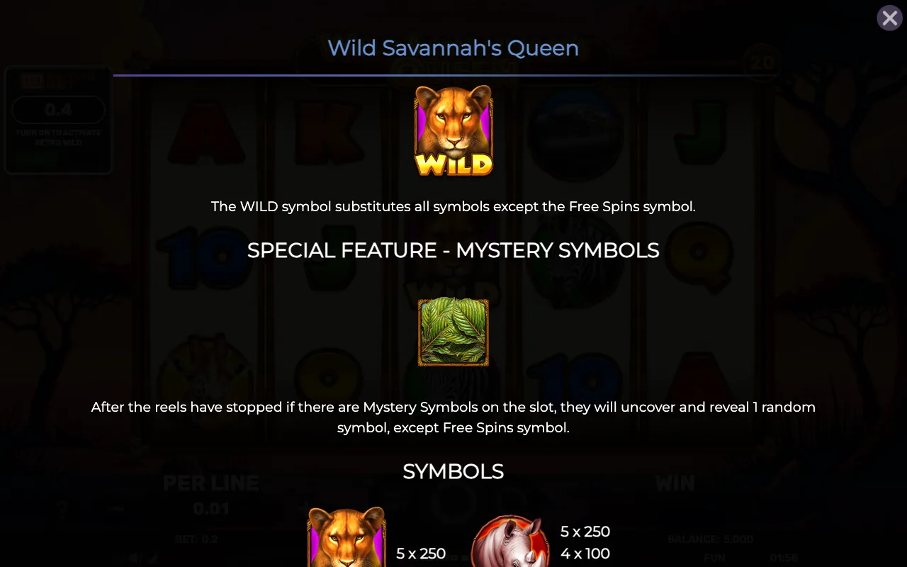 Game rules, page 3 — Retro Wild Savannahs Queen
