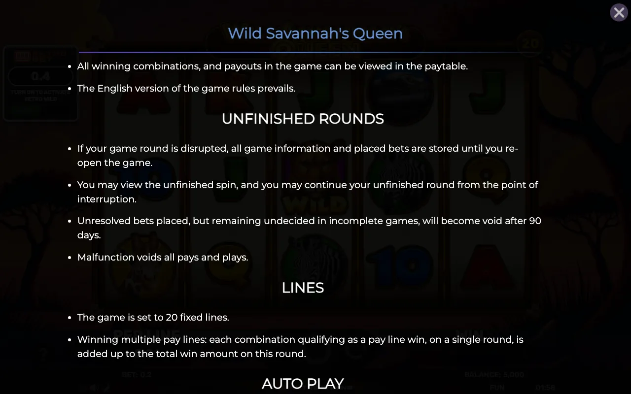 Game rules, page 7 — Retro Wild Savannahs Queen