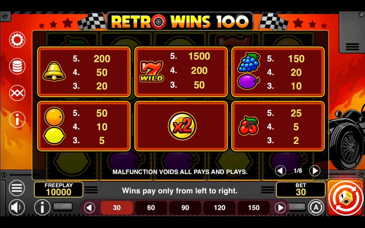 Game rules, page 1 — Retro Wins 100