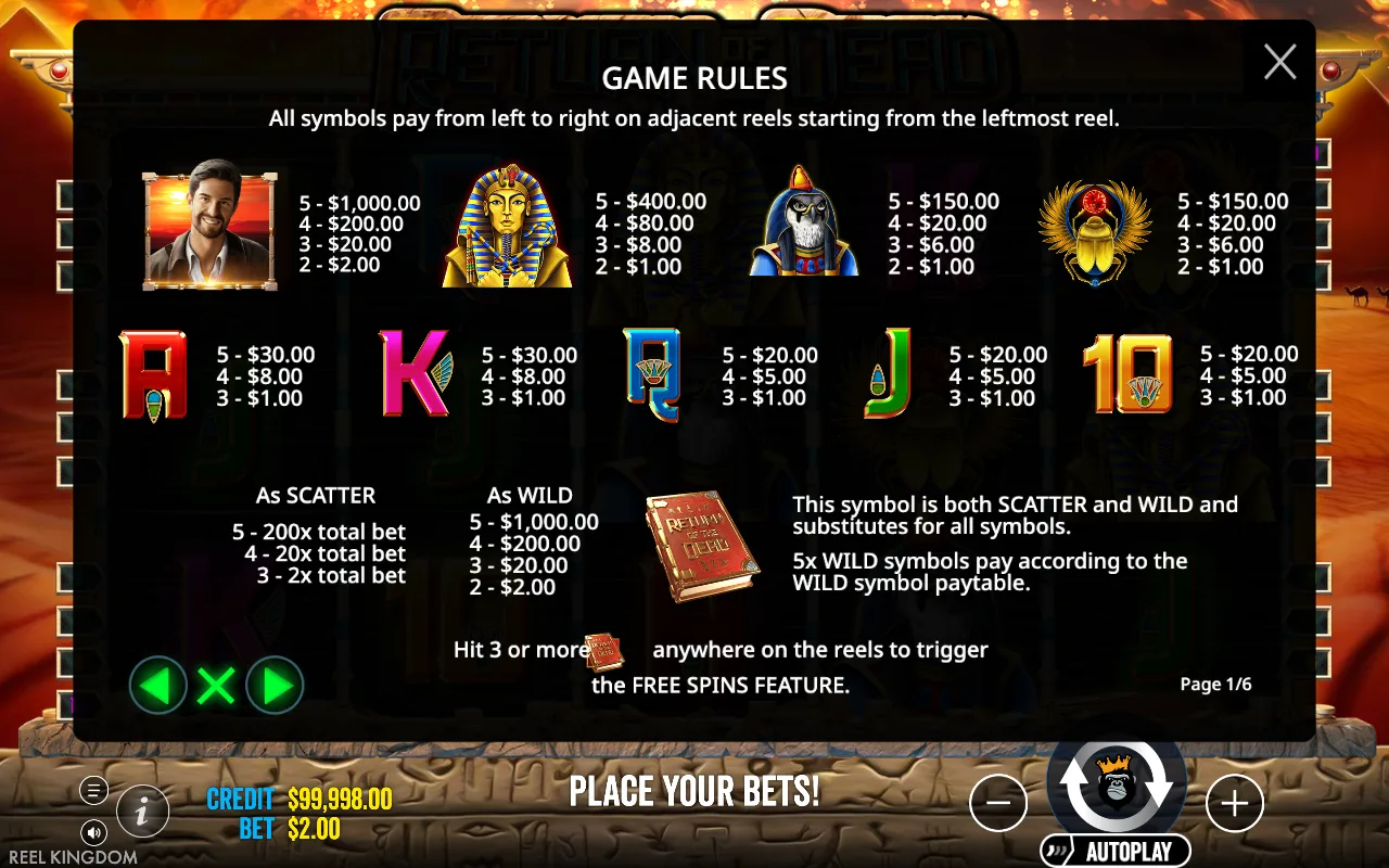 Game rules — Return of the Dead