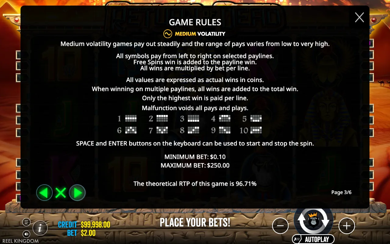 Game rules — Return of the Dead