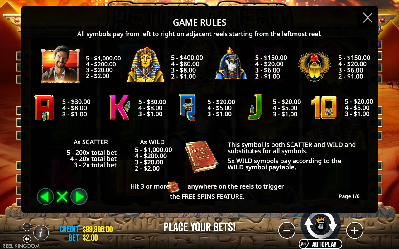 Game rules — Return of the Dead
