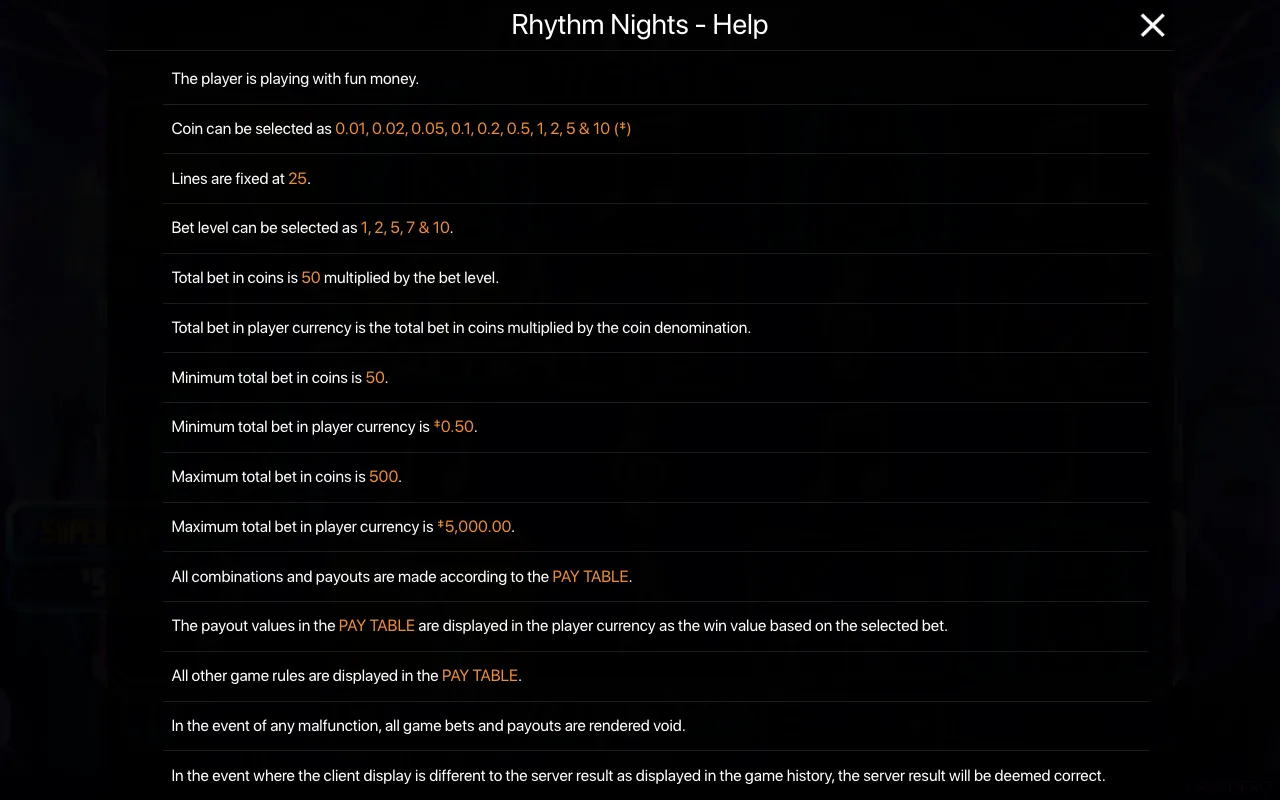 Spielregeln, Seite 1 — Rhythm Nights