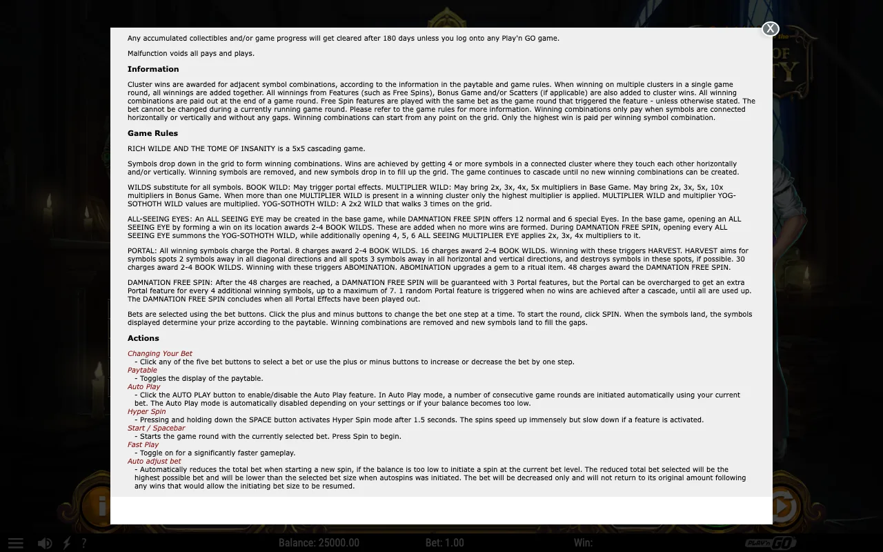 Game rules, page 2 — Rich Wilde and the Tome of Insanity