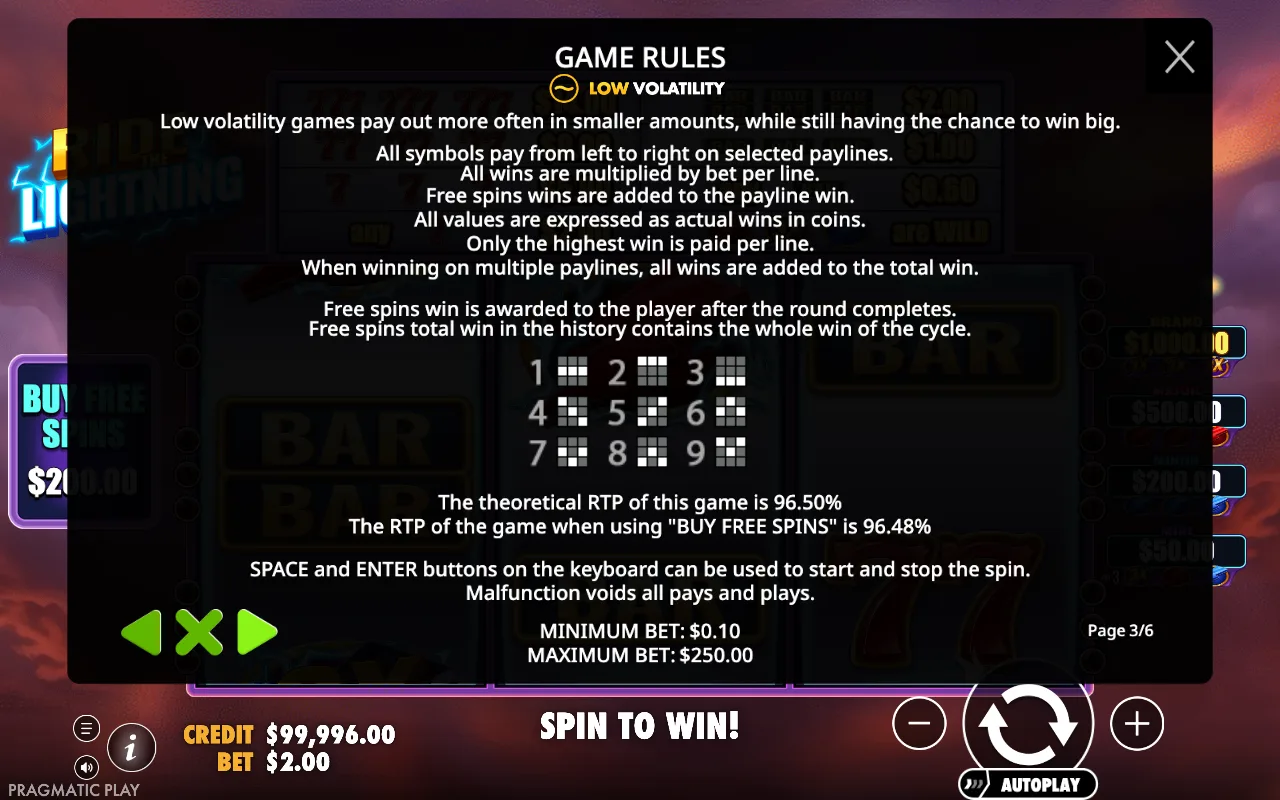 Game rules, page 3 — Ride the Lightning